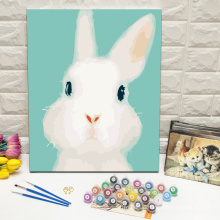 Framed beautiful wall art paint by numbers kits cute bunny
